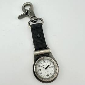 Sk2000 Sketches Quartz Clip On Watch 37mm Silver Tone Keychain Fob - New Battery