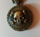 Skull Cross Button Open Chain Watch. Pocket Bones Push