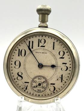 1190181 South Bend Ben Salemans Case 21 Jewel Size 16 Open Face Railroad Pocket Watch Runs