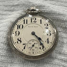 1218121 South Bend Silver Pocket Watch Mechanical Arabic Numerals Seconds Hand Polished