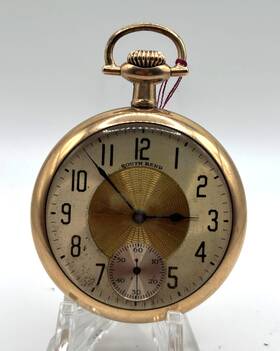 1227118 South Bend 17 Jewel Size 16 Gold Filled Gold-colored Dial Pocket Watch Runs