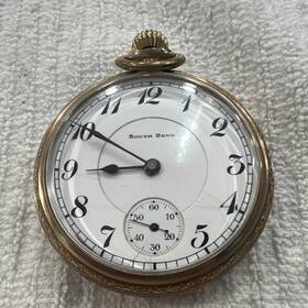 790547 South Bend Yellow Gold Pocket Watch Mechanical 17 Jewels Arabic Numerals Vintage