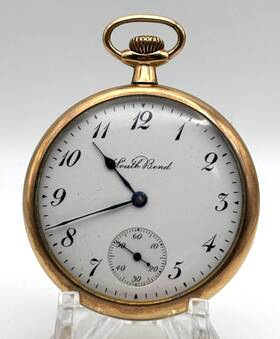 926159 South Bend 19 Jewel Size 12 Open Face Gold Filled Pocket Watch Runs