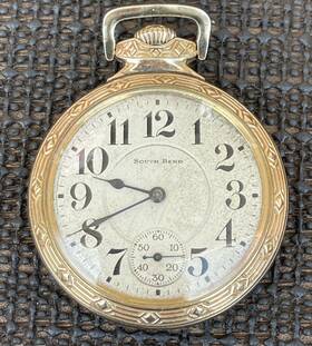 Grade227 South Bend 1927 Pocket Watch Rr Grade 16s 21j Model 2 Gf Security Case Runs