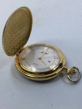 Speidel 079631302395 Vintage Classic Brushed Satin Gold Tone Pocket Watch White Dial