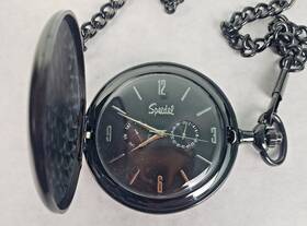 Speidel 079631326292 Black Quartz Pocket Watch With 13 Inch Chain Dial
