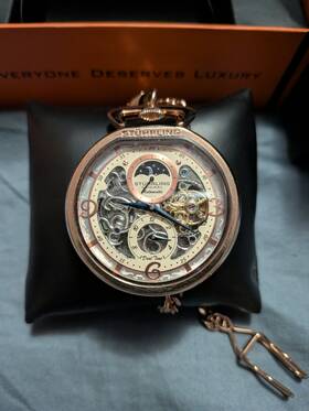 Stuhrling Original 190638092222 991 03 Modena Mechanical Automatic Skeleton Mens Pocket Watch