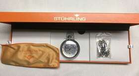 Stuhrling Original 847988023269 Vintage Stainless Steel Mechanical Silver Mens Pocket Watch New In Box