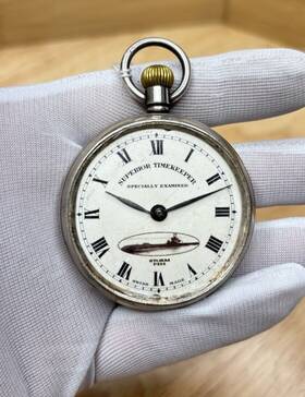 P233 Superior Timekeeper Hms Storm Submarine Trenton 7j Pocket Watch .925 16s D