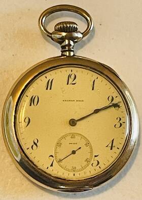 220435 Swiss Sylvans Bros Pocket Watch 14k Gold Open Face 17 Jewels 5 Adjustment