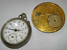 Swiss 709441 Pocket Watch Key Wind Movement For Parts Or Repair