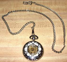 7087 Telebrands Kansas City Railroad Manual Wind Pocket Watch Running Well