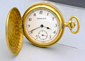 Tiffany & Co. 60-120-50.291 18k Gold Pocket Watch Full Hunter 17 Jewels Wind Up With Box And Pouch I21
