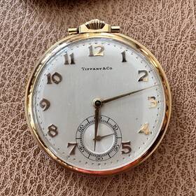 S580846 Tiffany & Co. And 18k Yellow Gold Pocket Watch Mechanical 23 Jewels White Dial