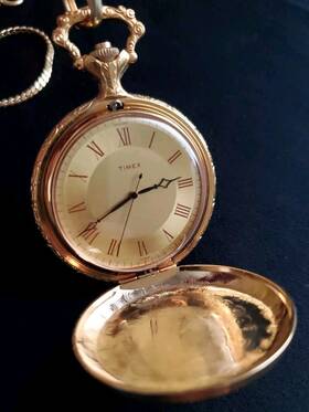 2621911680 Timex Vintage 1980 M116 Manual Wind Pocket Watch With Chain Running
