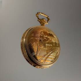 26410 Timex Vintage Railroad Pocket Watch Gold Tone Showcase Box Manual Windup