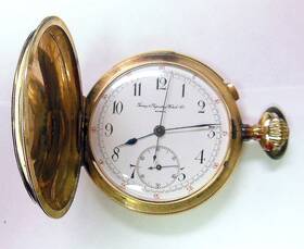 8430 Timing And Repeating Watch Co. 14k Rare Stop Chronograph Pocket