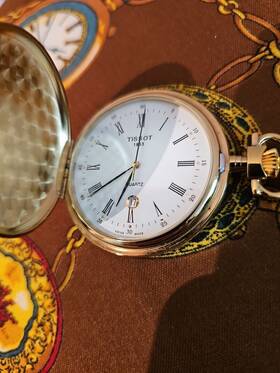 T83.4.553.13 Tissot Savonnette White Dial Gold Tone Pocket Watch T83.4.553.13. Chain Included