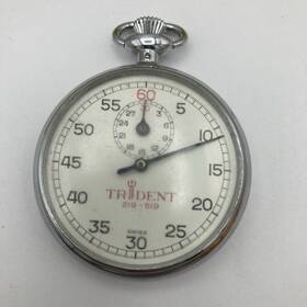 219-519 Trident 60 Second Silver Stopwatch Works But Ticks Slow Needs Serviced