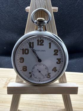 9781 Ulysse Nardine Nardin Usa Corps Of Engineers 0.800 Silver Antique Pocket Watch #9781