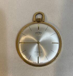 H7111a Vulcain Rare Vintage 17 Jewel Gold Tone Pocket Watch