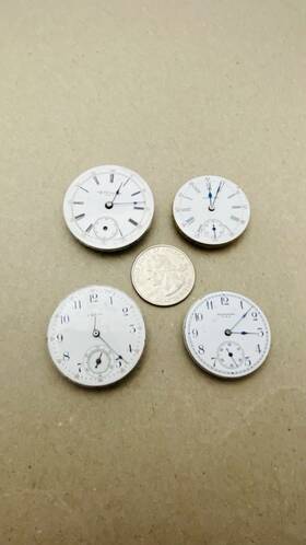 0s-6s Waltham 1900s Pocket Watch - Movement Lot Of 4 Not Runs Parts