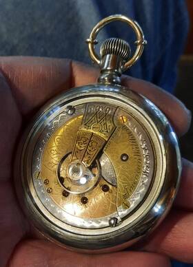 10621576 Waltham 1901 18s Fancy Damascened Model 83 Display Back Pocket Watch Video