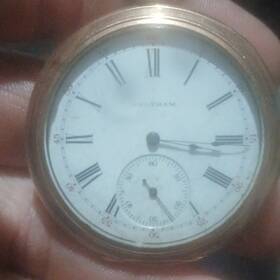 1198682 Waltham Gold Filled Yellow Pocket Watch Roman Numerals Mechanical
