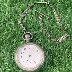 12070352 Waltham 1902 Pocket Watch P.s. Bartlett With Fob Works 17j 18s Salesman