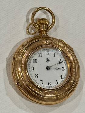 1449559 Waltham Amco 14k Gold Pocket Watch 11j Royal Movement