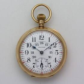 16159415 Waltham Vanguard 1892 9k Yellow Gold 24 Hr Montgomery Dial Pocket Watch Ca 1907