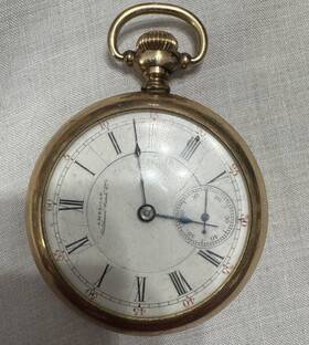 1664-4 Waltham Awesome Antique 1890 17j 18s Open Face Lever Pocket Watch 10k Gold Fill