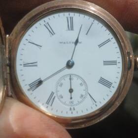1667949 Waltham Gold Filled Full Hunter Pocket Watch Roman Numerals Mechanical
