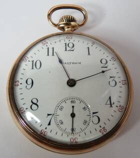 17615435 Waltham Antique 1909 Mens 15ftj 25 Year Gold Filled Case 16s Pocket Watch