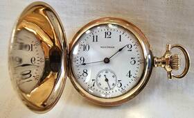 17766321 Waltham 1907 Hunting Working Seaside Grade 10k Gf Pocket Watch Vg Cond #17766321