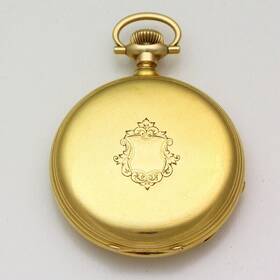 18149735 Waltham Vanguard 16 Size Full Hunter 18k Yellow Gold Pocket Watch Ca. 1911