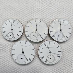 1867-1881 Waltham P.s. Bartlett Key-wound Pocket Watch Movements Lot Of 5