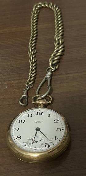 1908-15j-16s Waltham Pocket Watch Grade 620 Model Gold Filled- With Fob Runs Great