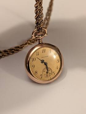 2001786 Waltham Antique Manual Sapphire Running Gf Case Circa 1908 With 12k Rope Chain