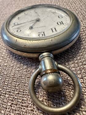 20042368 Waltham 16 Size Pocket Watch 17j 1908 Silverine Case
