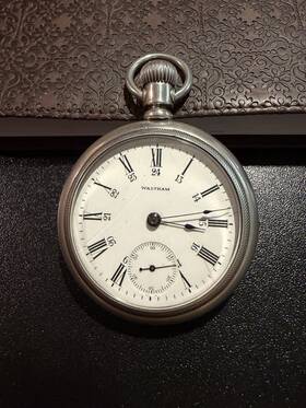 20936357 Waltham 18s Coin Silver Open Face Pocket Watch
