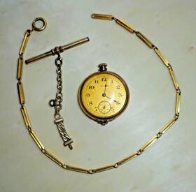 21405239 Waltham Antique Ladies Pocket Watch 21405239/ 6783950 Chains Estate Sale