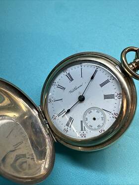21639310 Waltham Exelsior 20 Yeas Gold Tone Pocket Watch 9117472 Double Hunter As Is