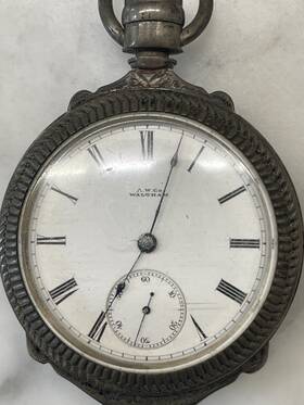 1870s Waltham 22720 Sterling Silver Pocket Watch Roman Numerals Mechanical Vintage