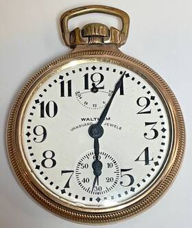23322578 Waltham Vintage 1931 23j Pocket Watch 10k Gf Model 1908 Working Up Down