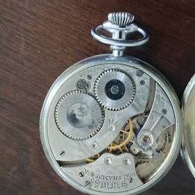 23766842 Waltham Silver Pocket Watch Open Face Arabic Numerals Mechanical Vintage