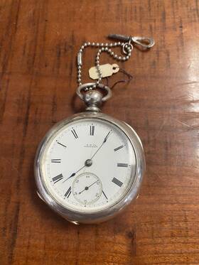2404116 Waltham Pocket Watch Ser#2404116 Model 1877 Mfg 1884 Silver 15 Jewels With Key Runs