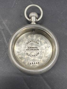 24266 Waltham 1879 Century Awwco #24266 Gold Inlay Train Scene Pocket Watch Case Only