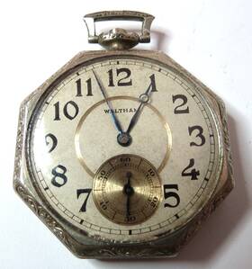 24400058 Waltham Antique Mens 17ftj Manual Pocket Watch Size 12 Octagon For Parts
