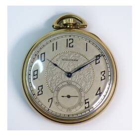 2471676 Waltham Gold Plated Pocket Watch Art Deco Runs